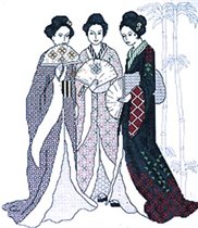 Three Little Maids Blackwork Chart (Catkin Embroidery)