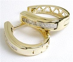 Baguette Diamond Hinged Earrings - 0.25 dwt in 14k gold