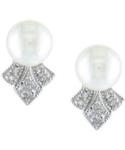 14-kt. Pearl Diamond Vintage Earrings (1/10TDW)