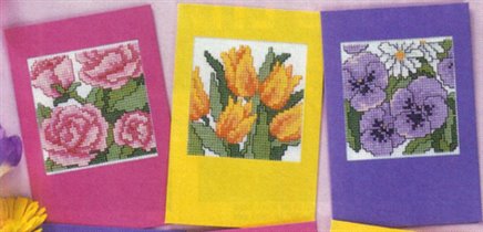 Kartki- bratki , tulipany i róże