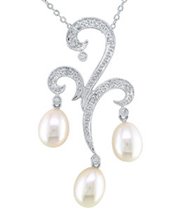 14-kt. Triple Pearl & 1/10-ct Diamond Chandelier Pendant