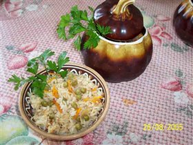 Рис с овощами в горшочке