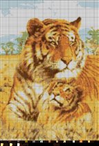 077. Тигрица с тигренком (цветная схема)