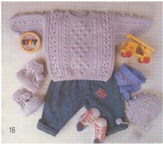 комплект 16 : пуловер, шапочка и пинетки