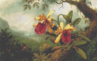 Classic Cross Stitch - bi 106 Orchids and hummingbird