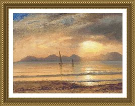 Classic Cross Stitch - sn 158 Sunset over the Mountain Lake-