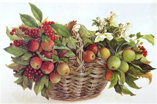 'Корзина с яблоками' - оригинальный рисунок