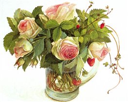 'Розы и земляника' - оригинальный рисунок