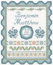 Traditional Boy Birth Sampler DMC