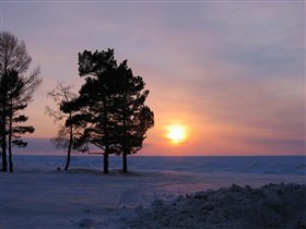 Закат над зимним Байкалом
