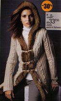 Вязаное пальто с отделкой из меха