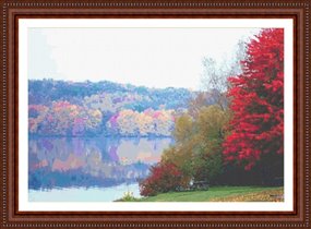 Classic Cross Stitch - sc 206 Red Maples of the lake