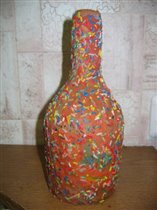 Бутылка в пластилине и рисе