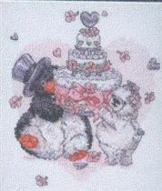 Пингвин и мишка несут свадебный торт