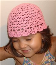 Victorian style Pink crochet hat bonnet
