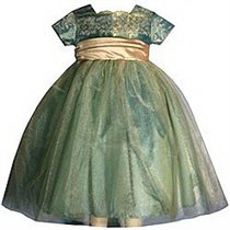 Платье, цвет зеленый металлик с золотом, 2000р. США, на 3 года
