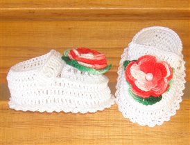 Mary Janes White w/ Crocheted Irish Rose d