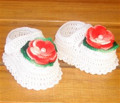 Mary Janes White w/ Crocheted Irish Rose b