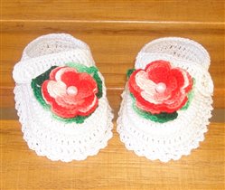 Mary Janes White w/ Crocheted Irish Rose a