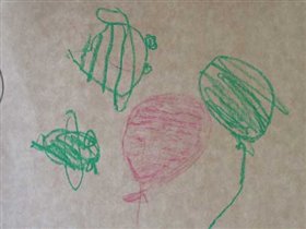 Муха, пчела и шары (Тасин рисунок)