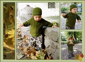 Зеленый свитерок и шапочка для Саши