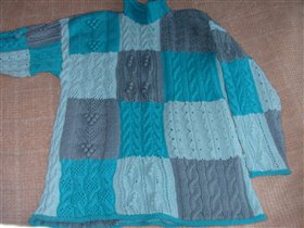 свитер во сложным узором в стиле пэчворк