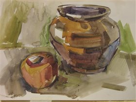 Керамический горшочек с яблоком