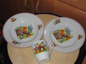Сервиз Петушок 3 предмета. НОВЫЙ.