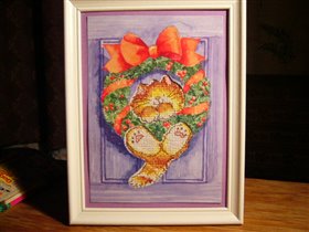  рождественский венок с котиком