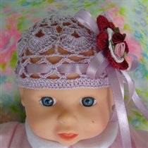 Lavender hat with flowers b