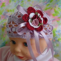 Lavender hat with flowers a