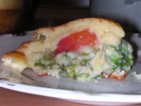 Пирог с помидорами и зеленым луком