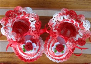 red rose crochet lace booties a