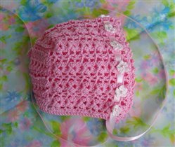 pink flowers crochet lace bonnet pink d