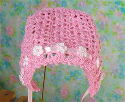 pink flowers crochet lace bonnet pink b