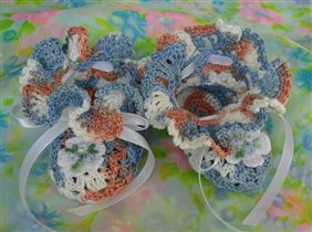 venise rose blue ruffled crochet lace booties a