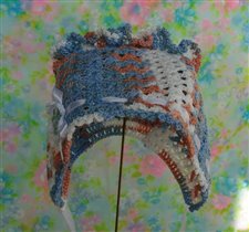 venise rose blue ruffled crochet lace bonnet b
