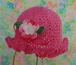 rose crochet lace ruffled bonnet hat pink a