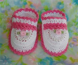 pink rose pearls crochet mary jane booties pink white a