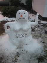 Снеговик, слепленный жителями West Court(наша семья, ребята из Ирландии и Хорватии)