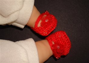 Crochet RED Tiny Mary Jane w Daisy b