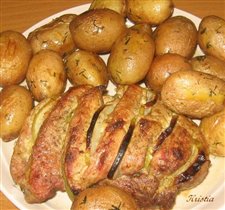 Свинина'Книжка' с жареной картошкой