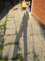 И мы с мамой вот такую ужасно красивую тень стали отбрасывать. Длинную-длинную, потому что вечер, это мама так говорит.