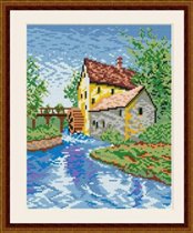 Megat Cross Stitch - Landscape with a Mill in the Background