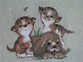 Риолис. Щенок с котятами.