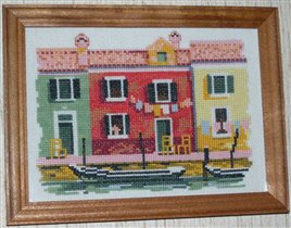 Дома на берегу канала (Вышитые картины)