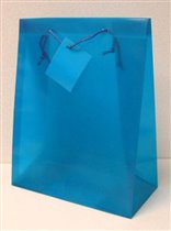 Подарочный пакет однотонный синий (жесткий пластик)
