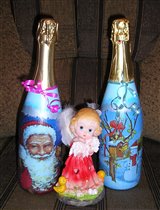 Новогодние бутылочки с шампанским для подарочков