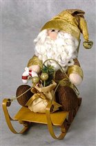 Мягкая игрушка 'Санта' на санках (ткань), 25см