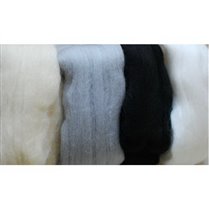 Шерсть для валяния, гребенная лента, ассорти  100 гр., цвет натуральные цвета